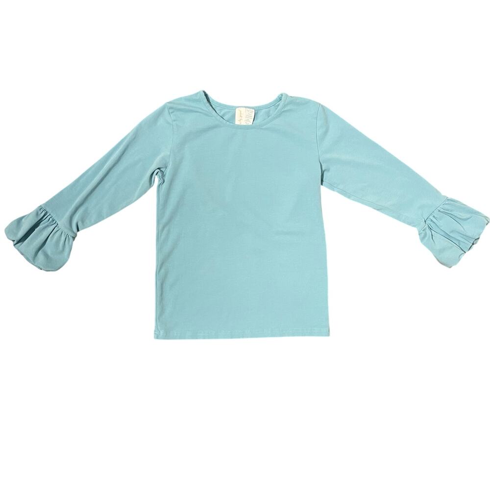 Matilda Jane Girls Reflection Puffer Tee Round Neck Pullover sz 12 Light Blue